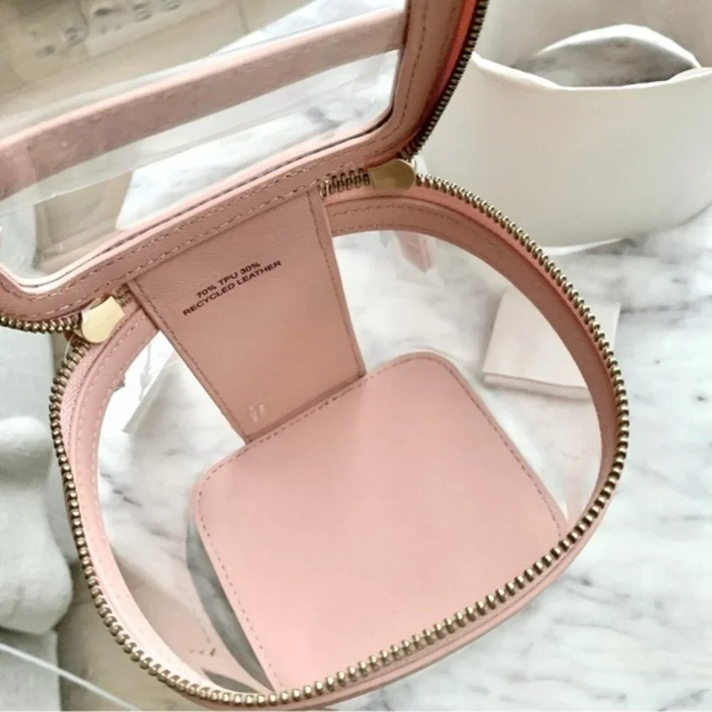 Blush Pink Clear Cosmetic Case with Handle